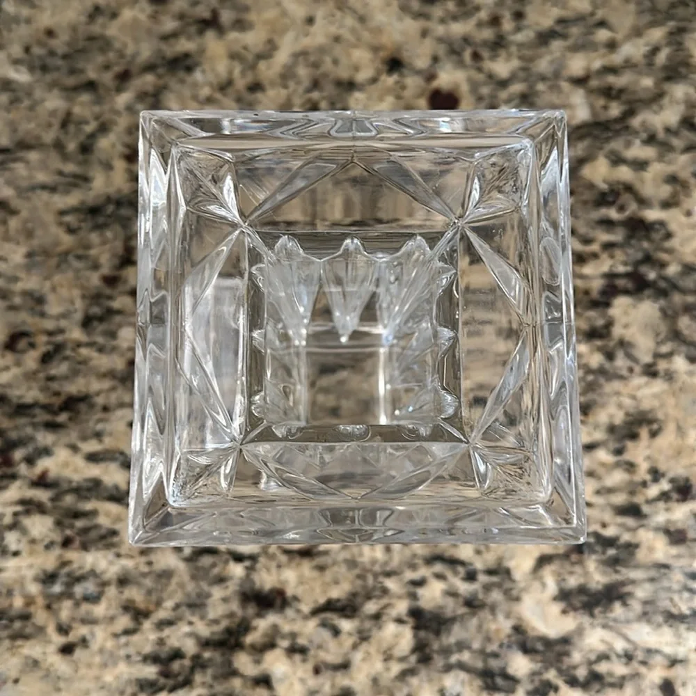 TWO Gorgeous Crystal Flower Vases Vase Set - Square Cut